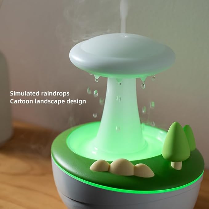 AVEKI Rain Cloud Humidifiers for Bedroom, 280ML Rotating Mushroom Mini Humidifier with Remote &Timer, Dimmable Rain Humidifier Water Drip for Bedroom Sleeping Desk Waterfall Lamp Funny Gift (White)