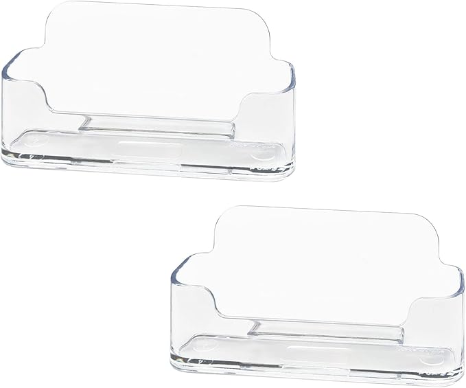 HSYMQ Acrylic Business Card Holder for Desk, Clear Plastic Business Cards Display Holders Stand, Fits 30-50 Business Cards