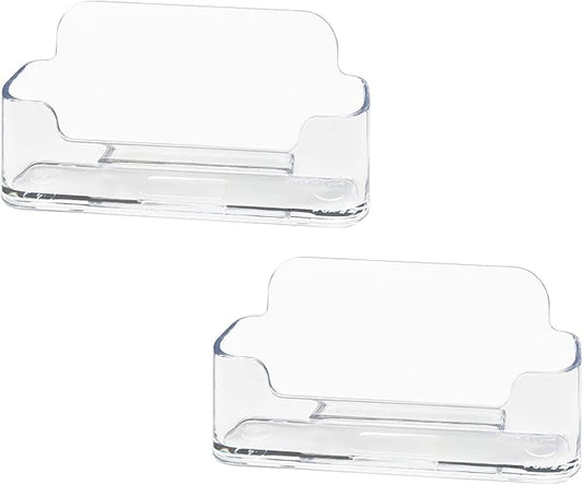 HSYMQ Acrylic Business Card Holder for Desk, Clear Plastic Business Cards Display Holders Stand, Fits 30-50 Business Cards