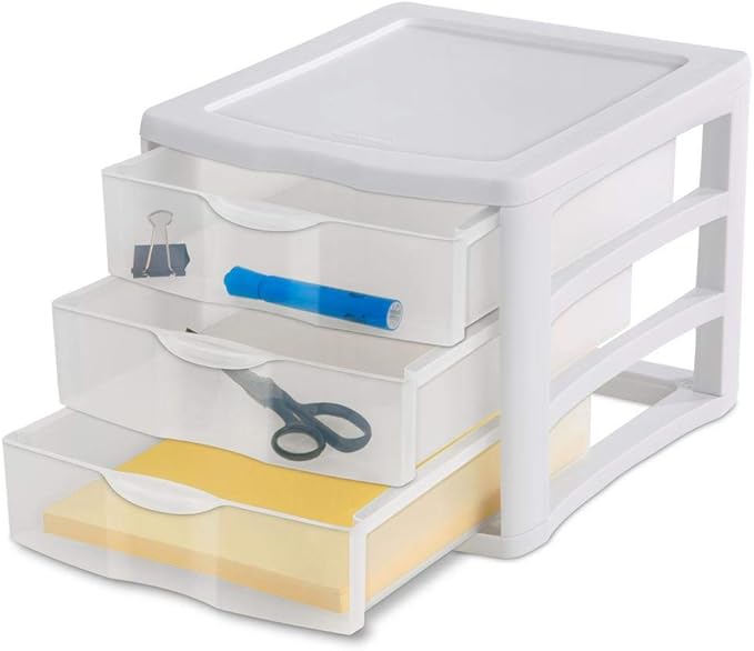 Sterilite 17918004 3 Drawer CLR Organizer, 6"x4"x3", White