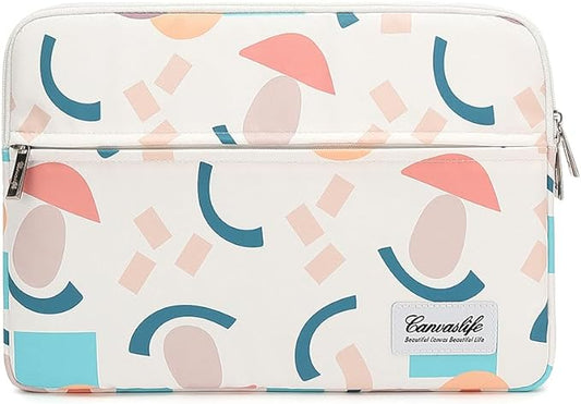 Canvaslife Waterproof Laptop Sleeve 15 Inch 15.6 Inch Laptop Bag Case with Front Pocket Garden Pattern