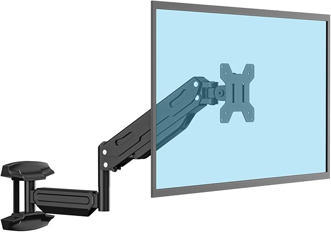 Suptek Single Wall Mount Monitor for 13-32 Inch Screens, Full Motion Adjustable Gas Spring Wall Mount Monitor Arm Holds up to 22lbs, VESA 75x75/100x100 Wall Mount, Black