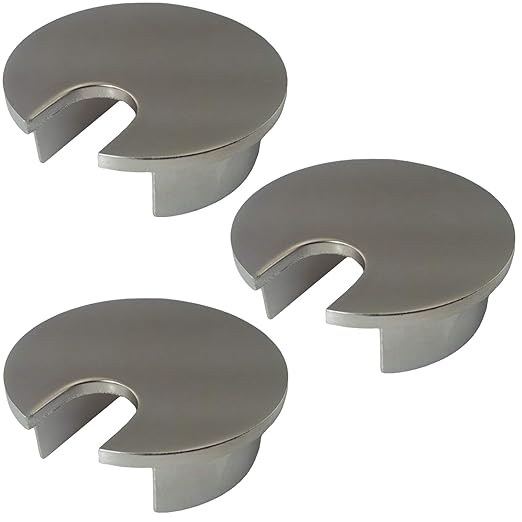 Electriduct 2" Metal Desk Grommet Cable Hole Cover Wire Cord Organizer | Silver (3 Pack)