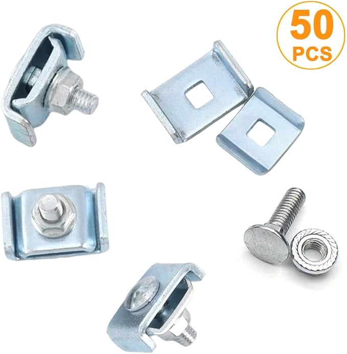 50 Pack Wire Mesh Cable Tray Coupler Kit, Steel Bracket Hardware Components for Cable Management, End-to-End Splice Connector Reinforced Joint Clamp Fit 4mm - 6mm Dia. Basket Cable