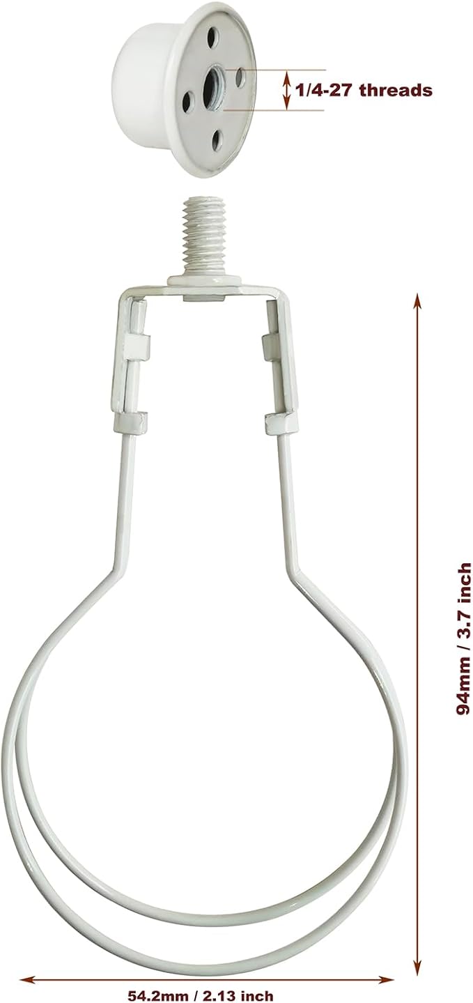 GY & CK® Clip on Lampshade Adapter, Lamp Shade Light Bulb Clip Adapter, Lamp Shade Holder for Light Bulbs Attaching Finial 2 Pack (White)