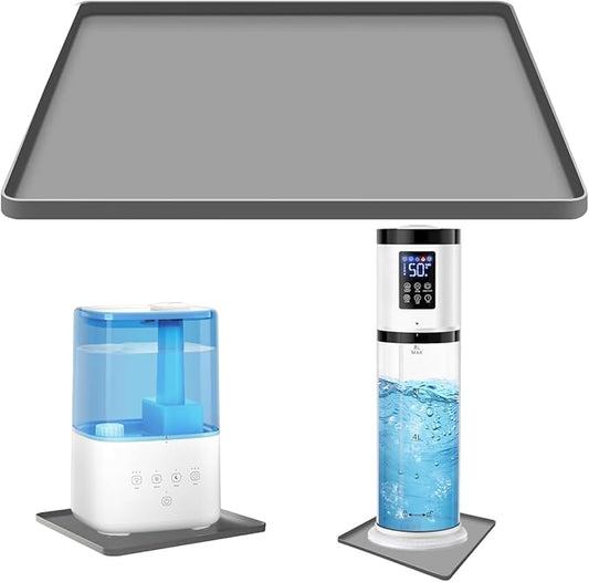Humidifier Mat Humidifiers Drip Pan for Room Leaks, Silicone Mat for Bedroom Humidifiers with Raised Edge, Humidifier Tray Floor Mat Table Pad, Non-Slip Waterproof Pan Size 17"x15"