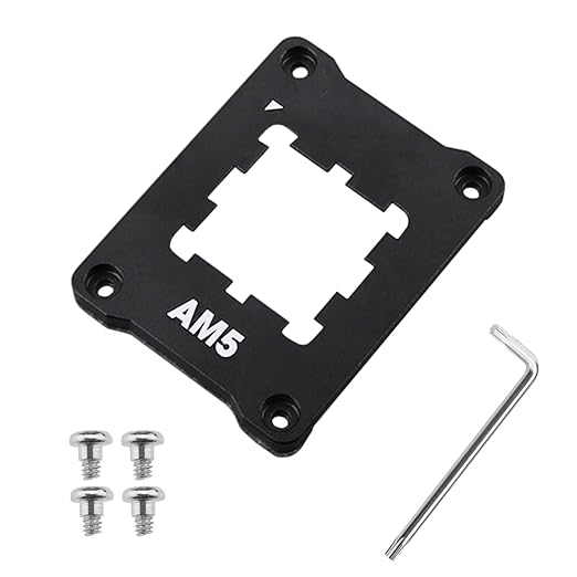 CPU Holder AM5 Anti-Bending Contact Frame with 4Pcs Screws & 1x Screwdriver & 1x Heat Dissipation Corrective Anti-Bending Fixing Frame 2.95x2.2inch (Black)