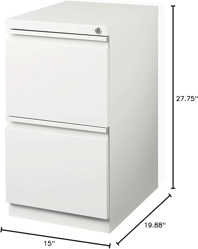 Hirsh Industries 20" Deep 2 Drawer Mobile File Cabinet File in White