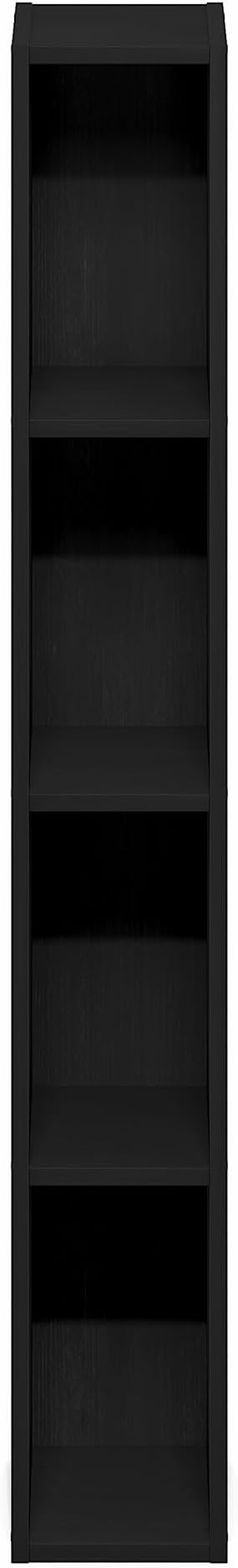 Furinno Fulda Book Shelf, 4-Tier Narrow Bookshelf, Standing Bookcase with 6-in Width Storage Shelf, 9.3 x 5.9 x 41.6, for Organization and Storage, for Living Room, Bedroom, Home Office, Blackwood