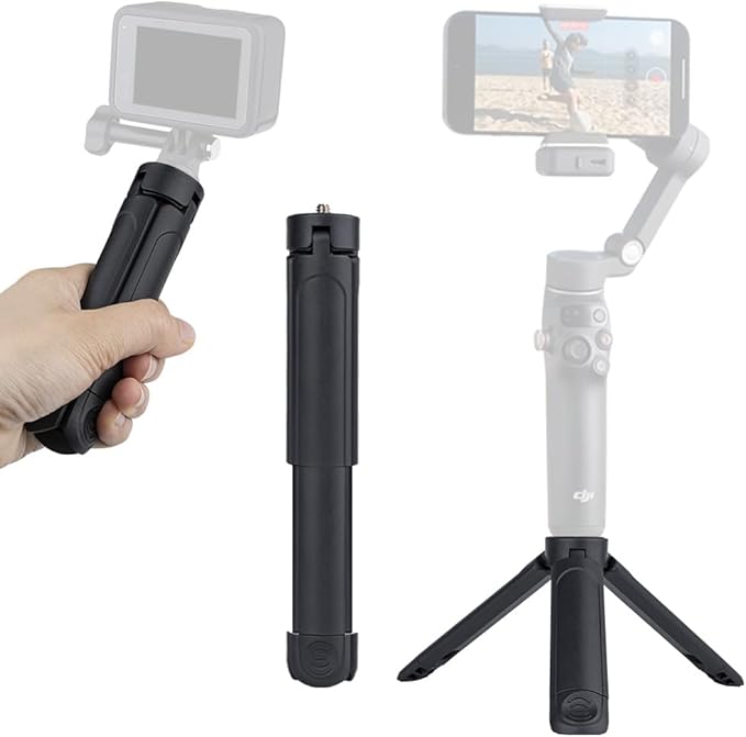 Mini Tripod for DJI Pocket3/4 2-in-1 Desktop Stand & Grip Handle - Ultra Portable Geared Heads Tripod for DSLR Webcam Phone 1/4” Mount 2oz Lightweight