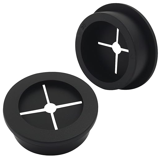 Hordion 2PCS Rubber Grommet 1-3/8 Inch (35mm), Desk Grommet Black Wire Hole Cover for Office Computer Desk Wire Cable Cord Organizer