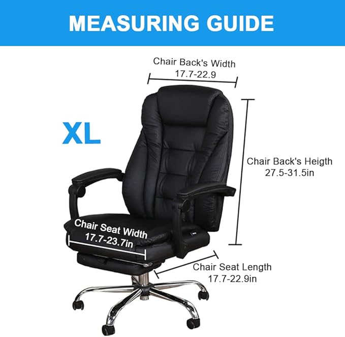 JIANWEI Office Chair Cover with Armrest Covers, Stretchable Oversized Computer Chair Cover, Universal Stretch Desk Chair Cover Protector Slipcovers for Armrest Chairs(Black,Size:XL)
