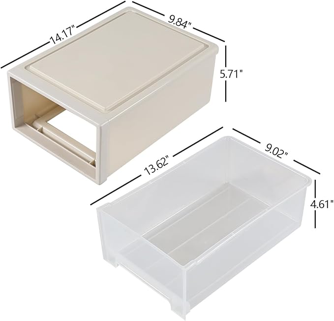 12 Quart Plastic Desktop Storage Drawers, 4-Pack Stacking Drawer Unit