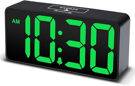DreamSky Small Digital Alarm Clock for Bedroom, Large Big Numbers Display with Brightness Dimmer, Electric Bedside Desk Clock with USB Charging Port, Adjustable Alarm Volume, USB-C Adapter Powered