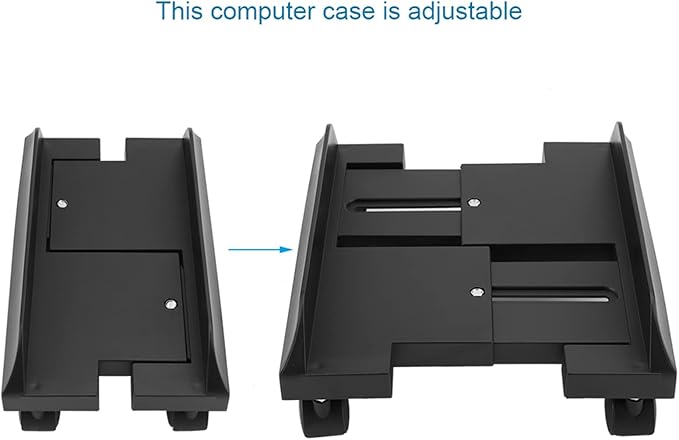 Computer Case Holder, Removable Computer Tower Stand with 4 Caster Wheels, Mainframe Storage Rack for Home, Office Use(Black)