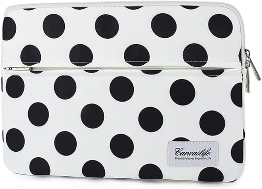 Canvaslife Waterproof Laptop Sleeve 15 Inch 15 Case and 15.6 Laptop Bag (Black dot)
