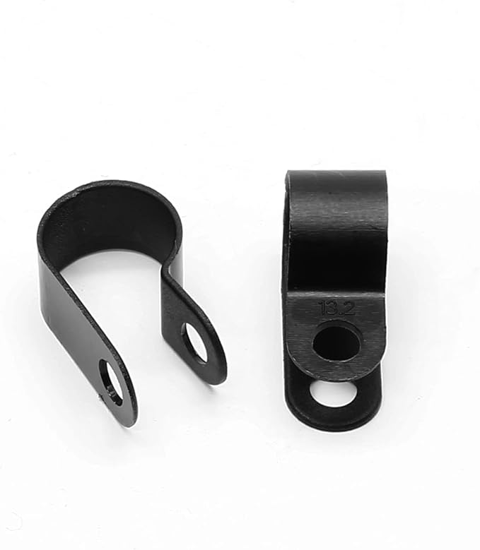 60pcs 1/2 Inch Nylon Cable Clamps, R-Type Wire Cable Clips with M4 Screws, Screw Mounting Cord Fastener Wire Conduit Clamp for Wire Management (Black)