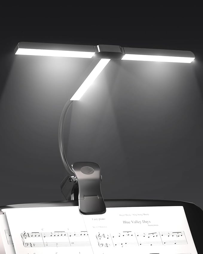 T-Shape Clip On Lamp Rechargeable Music Stand Light, 57 LEDs Painting Light 4 Colors x 3 Brightness, for Sheet Music, Easel, Bed Headboard, Desk, Shelf, Piano