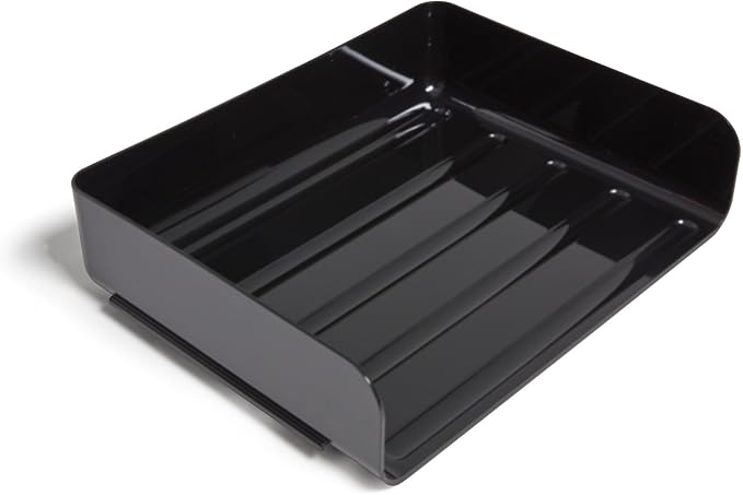 TRU RED Side Load Stackable Plastic Letter Tray, Black, 12 Pack
