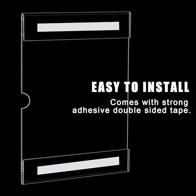 xydstay 12pack 8.5 X 11 Wall Mount Acrylic Sign Holder with Tape, Clear Plastic Menu Holder, Unbreakable Table Sign Holder for Office, Restaurant, Store, School and Home Use with Notch