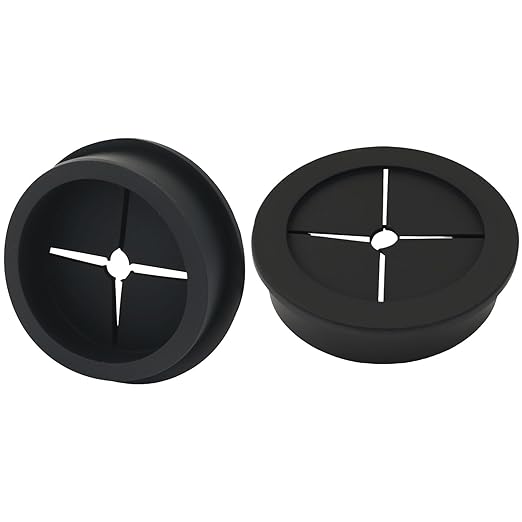2 Pcs 1-3/4 Inch (45mm) Cable Grommet, Flexible Rubber Wire Hole Cover Pass Through for Office Computer Desk, Cabinet & Furniture Wire Organizer, Black