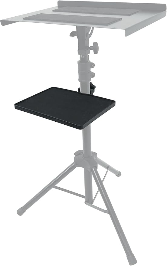 Rockville MTRAY Clamp-On Tray Utility Shelf, 9.7 x 7.3 Inches, 15lb Capacity, EVA Foam, Raised Lip, Quick Attach, for Musicians and Performers