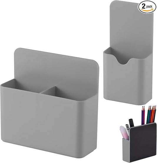 KITANIS Magnetic Pen Holder,2 Pack Magnetic Dry Erase Marker Holder with Generous Compartments,Strong Magnet Storage Marker Pen Pencil Organizer for Refrigerator,Whiteboard,Locker Accessories