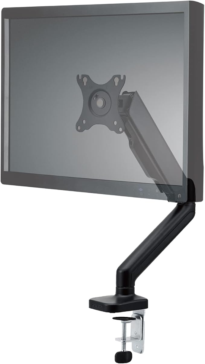Elecom DPA-SS02BK Monitor Arm, Single Arm, Compatible with 17-32 Inches, Gas Type, VESA Support, Load Capacity: 19.8 lbs (9 kg), Black