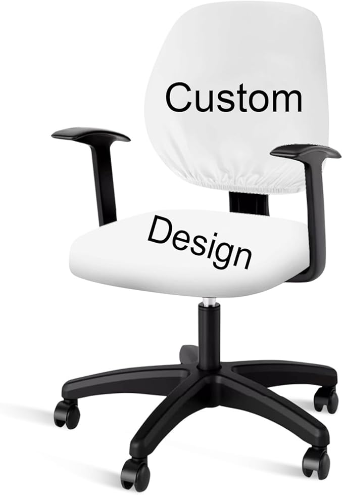 Customized Office Chair Covers 2 Piece Stretchable Computer Chair Seat Cover Personalized Universal Slipcover for Rotating Chair,Gaming Chair Protector Cover Custom Name Desk Accessories