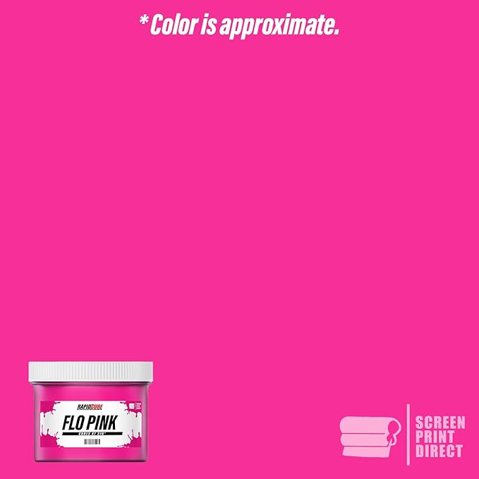 Rapid Cure® Screen Printing Ink Fluorescent Pink (Quart - 32oz.) - Plastisol Ink for Screen Printing, Fast Curing Fabric Paint - Screen Print Direct®, USA Made