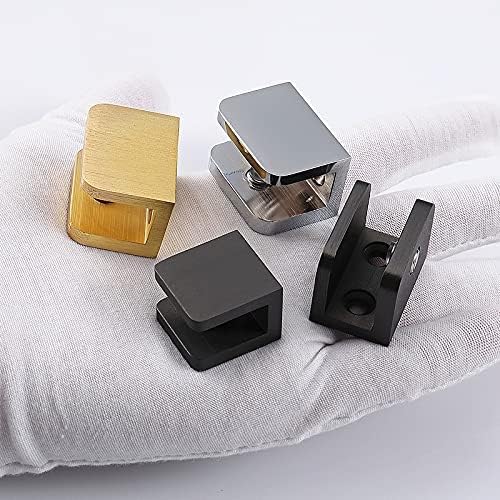 LukLoy 10 Pack Gold Glass Clamp Brackets (10-12mm) - No-Drill Glass Holder, Secure Anti-Slip Grip