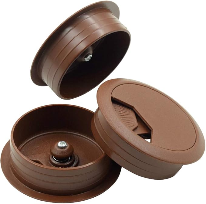 Biaungdo Desk Grommet Plastic Wire Cable Organizer 2" x 2" Brown (5 Pack)