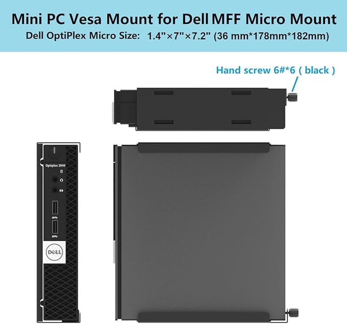 JINGCHENGMEI Wall Mount for Mini PC, Compatible with Dell OptiPlex Micro Form Factor Case, VESA and Under Desk Available, Fits MFF 7080, 7060, 7010, 5060, 3040, 3046, 3050, 3060, 3090 and More(HDM)
