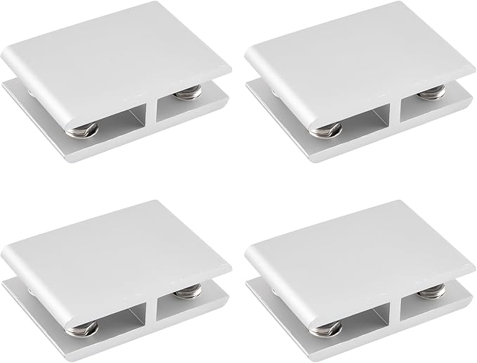 INCREWAY 4 Pcs Adjustable Double Side Aluminum Alloy Glass Shelf Support Bracket, Glass Clip Clamp Holder for 5-8mm Thickness, 180 Degrees