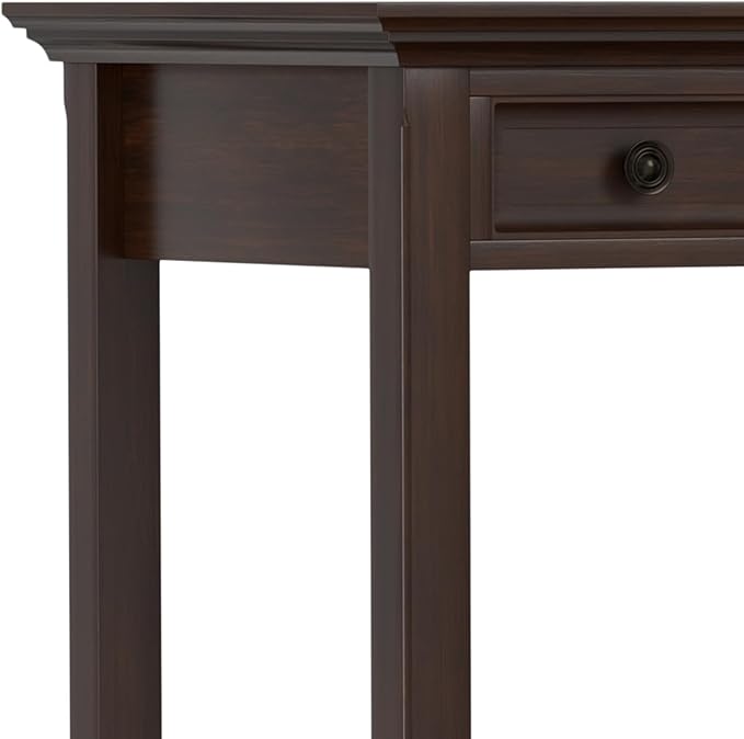 SIMPLIHOME Amherst Desk - 54 Inch Wide Solid Wood Writing Desk in Russet Brown, Transitional Home Office Computer Table for Workspace or Study with 2 Drawers and Flip-Down Keyboard Tray