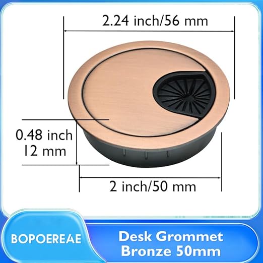 Desk Grommet 2" (50 mm), Desk Cord Hole Cover, Cable Grommet Metal Zinc Alloy Materilal, Desk Hole Grommet for Office and Home Table Cable, Detachable Cable Cord Organizer (Bronze 2 Pcs)