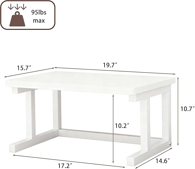 Desktop Printer Stand, 19.7″x 15.7″ 2-Tier Large Printer Shelf fit 3D Laser Printer/Scanner/Fax Machine, Industrial Storage Rack for Home Office Storage, White P5040-W