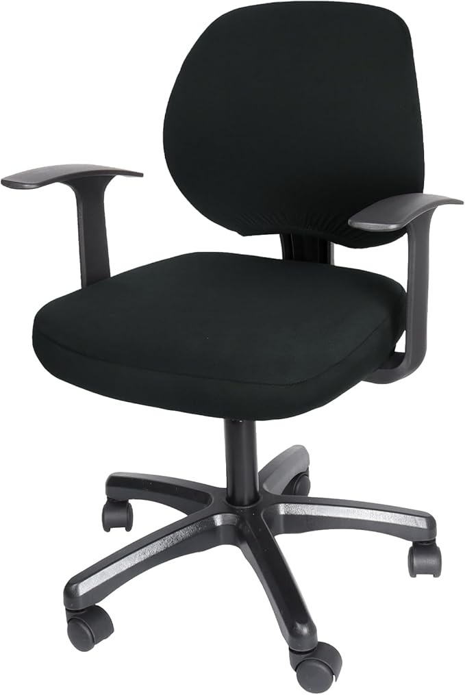 WOMACO Office Computer Chair Cover, Stretch Universal Rotating Rolling Desk Chair Slipcover, Stretchable Office Chair Seat Protector (Black)