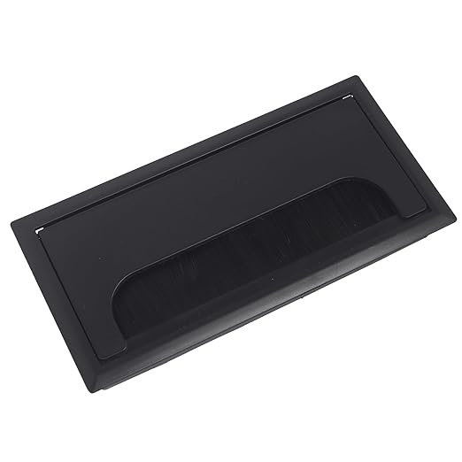 80x160mm Black Desk Grommet Rectangle Cable Grommet Hole Cover with Dense Brushes, ABS Plastic Wire Management Organizer for Computer Desk, Office Table, Home Entertainment Center ﻿
