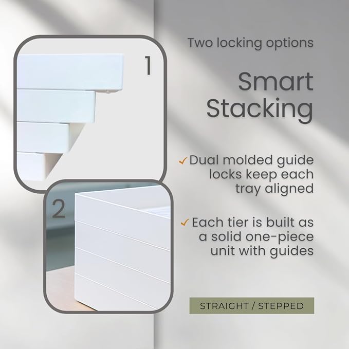Acrimet 4 Tier Paper Organizer Letter Tray - Plastic Stackable Desk File Organizer, Front Load Paper Sorter Organizer for Letter/A4 Office File Folder Holder - White