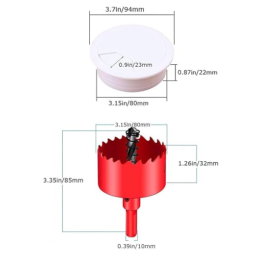 TuTuYa 6PCS Desk Grommet, Desk Cable Grommet 3-1/6 Inch (80 mm) White Desk Cable Hole Cover with Hole Saw, Cable Pass Through, Ideal Solution for Office and Home Table Cable (White, 3-1/6 Inch)