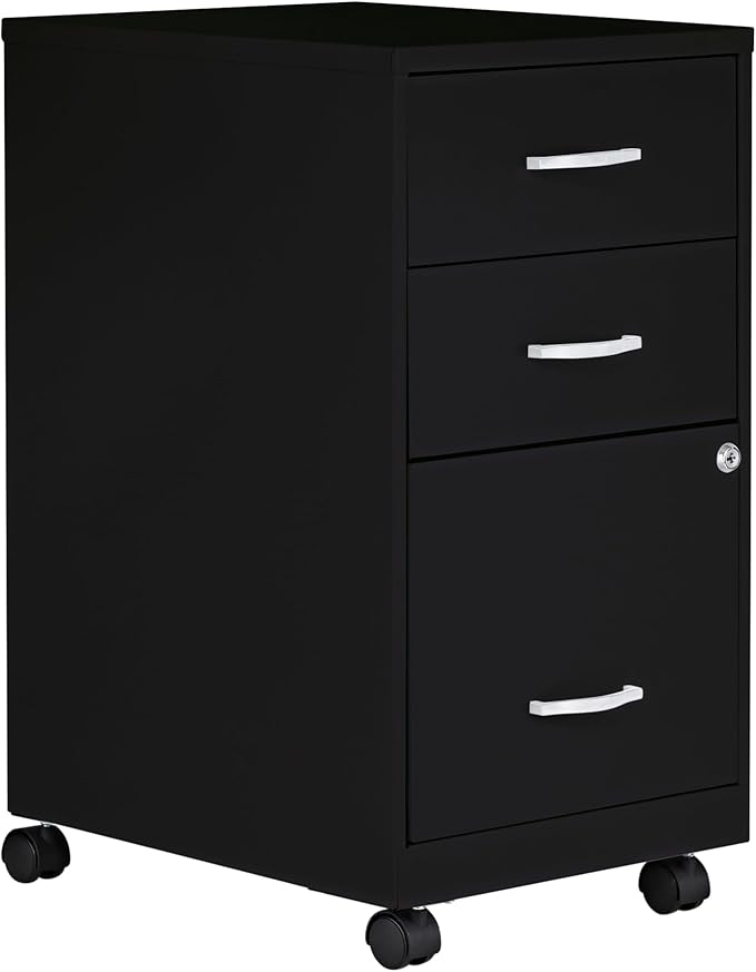 NuSparc Mobile 3 Drawer Locking Pedestal File Cabinet | Pre-Assembled Steel Construction | Perfect for Small and Home Office | Letter-Size | Assembled in USA