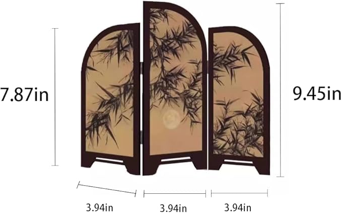 Table Screen,3 Panel Divider Desk Screen,Small Chinese Traditional Decoration,Mini Desktop Feng Shui Ornaments or Home Office New Year Decoration,Oriental Gift, Business Gift