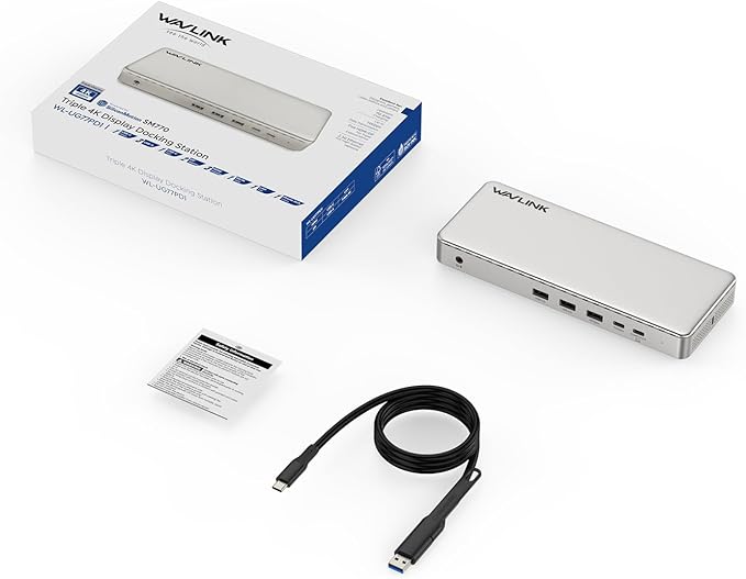 Docking Station 3 Monitors,WAVLINK SM770 Docking Station with Triple HDMI, Dual DP, 100W PD in,10Gb USB A&C,2.5G Ethernet,Compatible with MacBook Neo/Mac OS, SMI Driver & Host USB3.2 Gen 2 Required