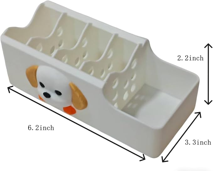 Cable Management Box, Dog Pattern Cord Organizer for Desk, Small Storage Tray for Cables, Chargers, Adapters, Power Strip, Nightstand Organizer, White (6.2 x 3.3 x 2.2 Inch)