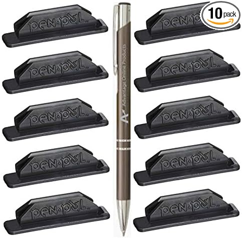 10 Pack Pen Pal Pen Holders, Black Only, Self Adhesive and Removeable