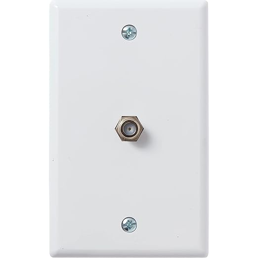 Newhouse Hardware 2.75 x 2.75 x 4.5 in. 1-Port TV Cable Wall Plate with F-Connector for Coaxial Cable, 5-Pack TVP-WH-01, Outlet Cover Wall Plate with Coax Cable Connector, Jack Plate for DIY or Refits