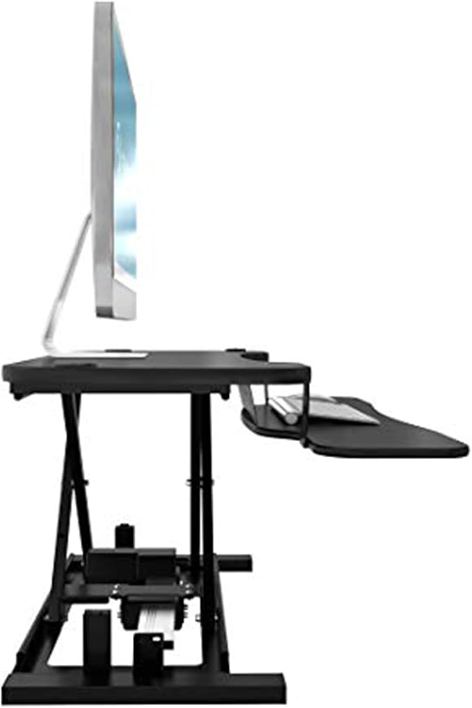 VERSADESK® PowerPro™ 48” x 24” Extra Wide Electric Sit-to-Stand Desk Converter w/ Keyboard Tray for Home or Office | USB Charging Port | Supports Multiple Monitors | Lifts 80 lbs. - Black