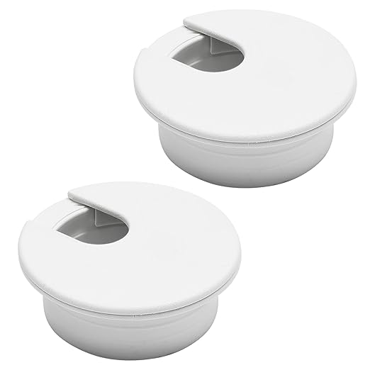 Desk Grommet 1-1/2" (38 mm), Desk Cord Hole Cover, Cable Grommet ABS Plastic, Desk Hole Grommet for Office and Home Table Cable, Detachable Cable Cord Organizer (White 2 Pcs)