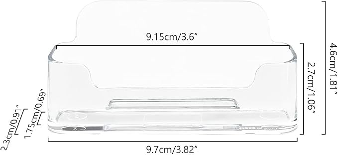HSYMQ 4 Pack Business Card Holder for Desk, Clear Acrylic Plastic Business Cards Display Holders Stand, Fits 30-50 Business Cards